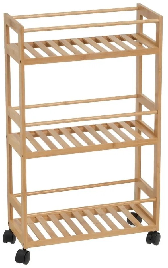 Etajeră pe roți în culoare naturală din bambus 44x75 cm – Casa Selección