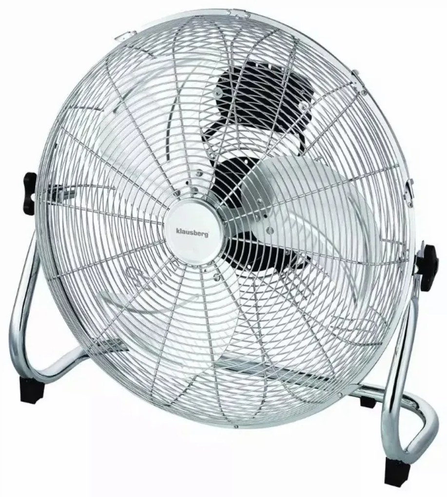 Ventilator puternic, 100 W, metalic, de podea 45 cm argintiu Klausberg KB7471, lame din aluminiu