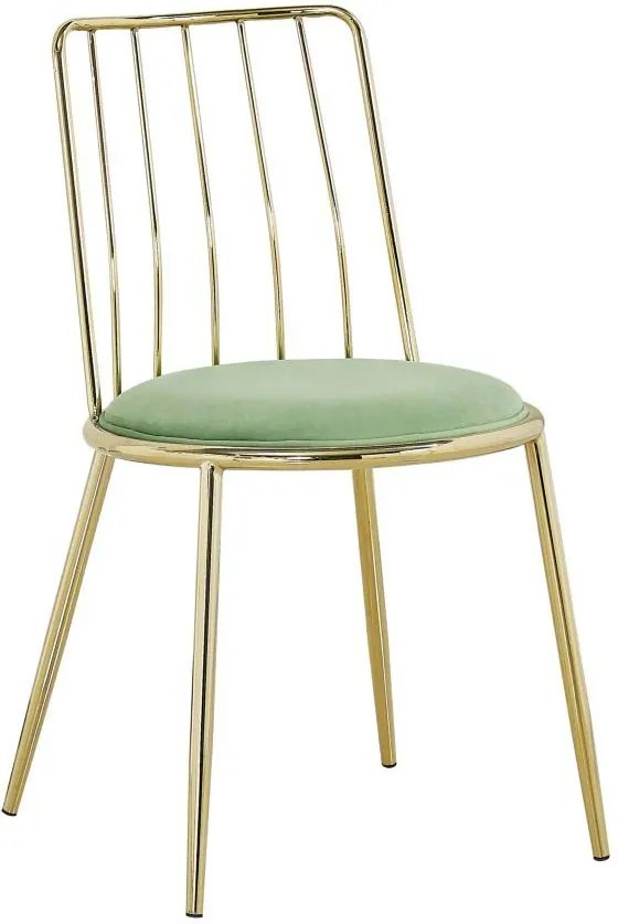 Set de 2 scaune dining Glam Lodovic , 80x45x50 cm, metal/ poliester, auriu/ verde