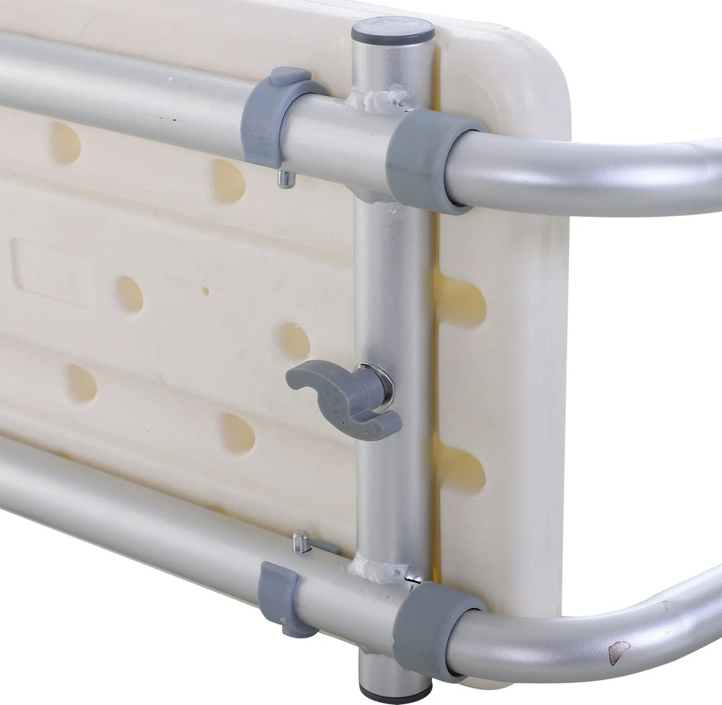 HOMCOM Scaun pentru Cadă din Aliaj de Aluminiu, Plastic și Lățime Reglabilă, 73-83x22x18 cm, Alb | Aosom Romania