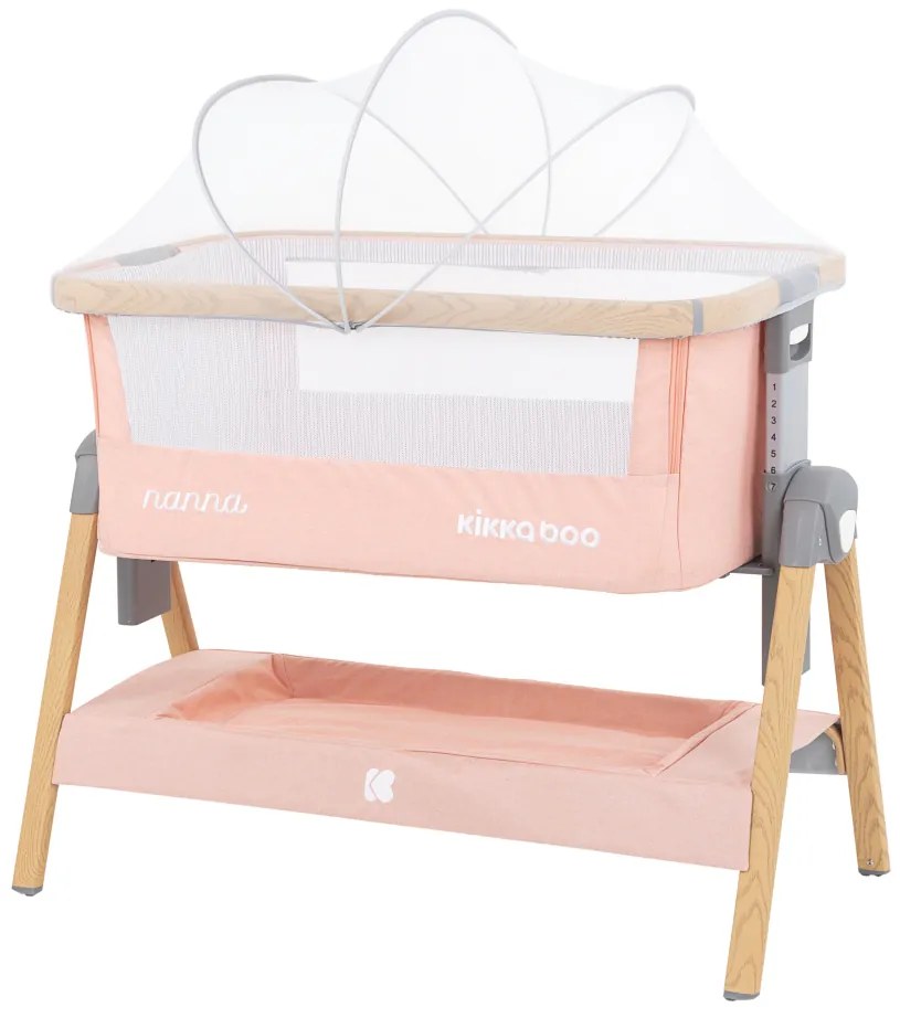 Patut Co-Sleeper KikkaBoo Nanna Pink Wood 2020