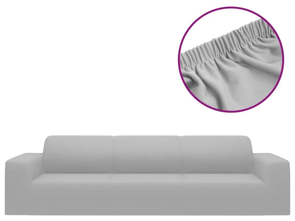 Husa elastica pentru canapea cu 4 locuri poliester jersey gri 1, Gri, 4 locuri