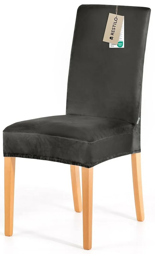 Restilo Husă pentru scaun Sento gri închis, 48 x48 x 58 + 10 cm, set de 4 bucăți