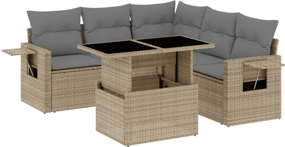 vidaXL Set canapele de grădină cu perne, 6 piese, bej, poliratan