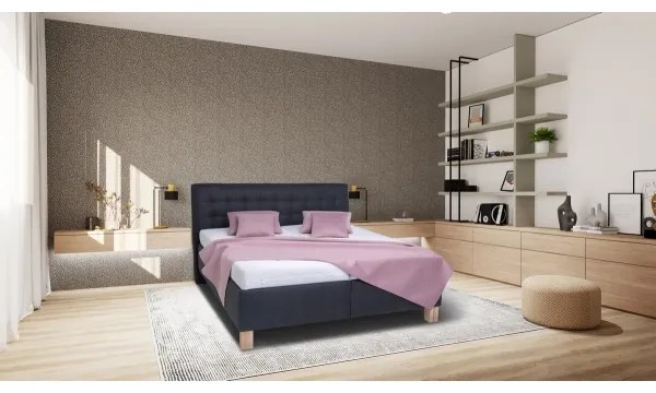 Pat tapițat VIOLET, 180 x 200 cm, cu saltea inclusă și spațiu de depozitare, antracit