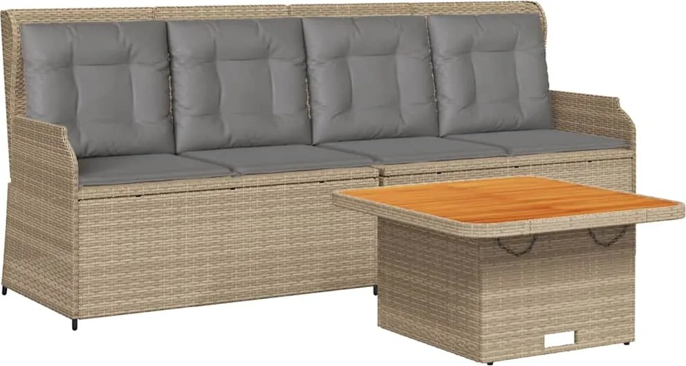 vidaXL Set mobilier de grădină cu perne, 3 piese, bej, poliratan