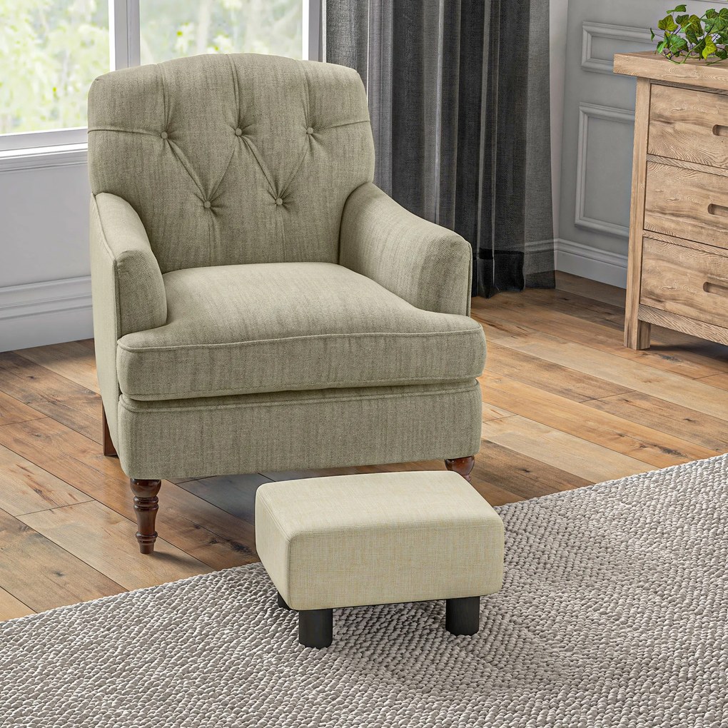 HOMCOM Puf suport pentru picioare taburet jos din țesătură de in capacitate de încărcare 110 kg 40 x 30 x 24 cm bej | Aosom Romania