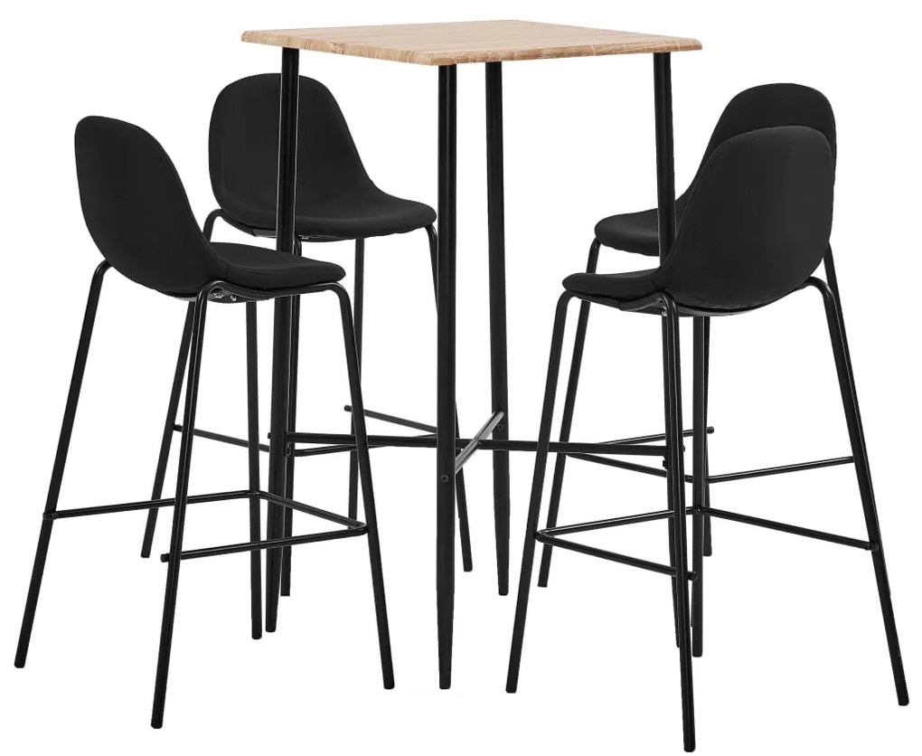 3050068 vidaXL Set mobilier de bar, 5 piese, negru, material textil