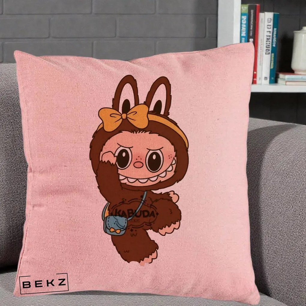 Perna Personalizata Kabuda Maro cu Funda Aurie, 40x40 cm, Roz, Husa Detasabila, Perna Inclusa, BEKZ®