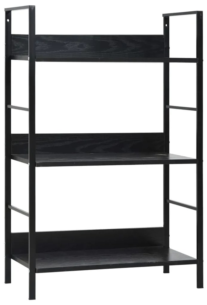 vidaXL Etajeră cărți 3 rafturi, negru, 60x27,6x90,5 cm, lemn prelucrat