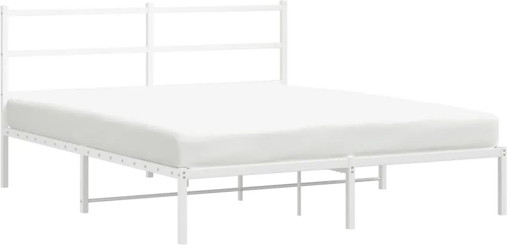 vidaXL Cadru de pat metalic cu tăblie, alb, 150x200 cm