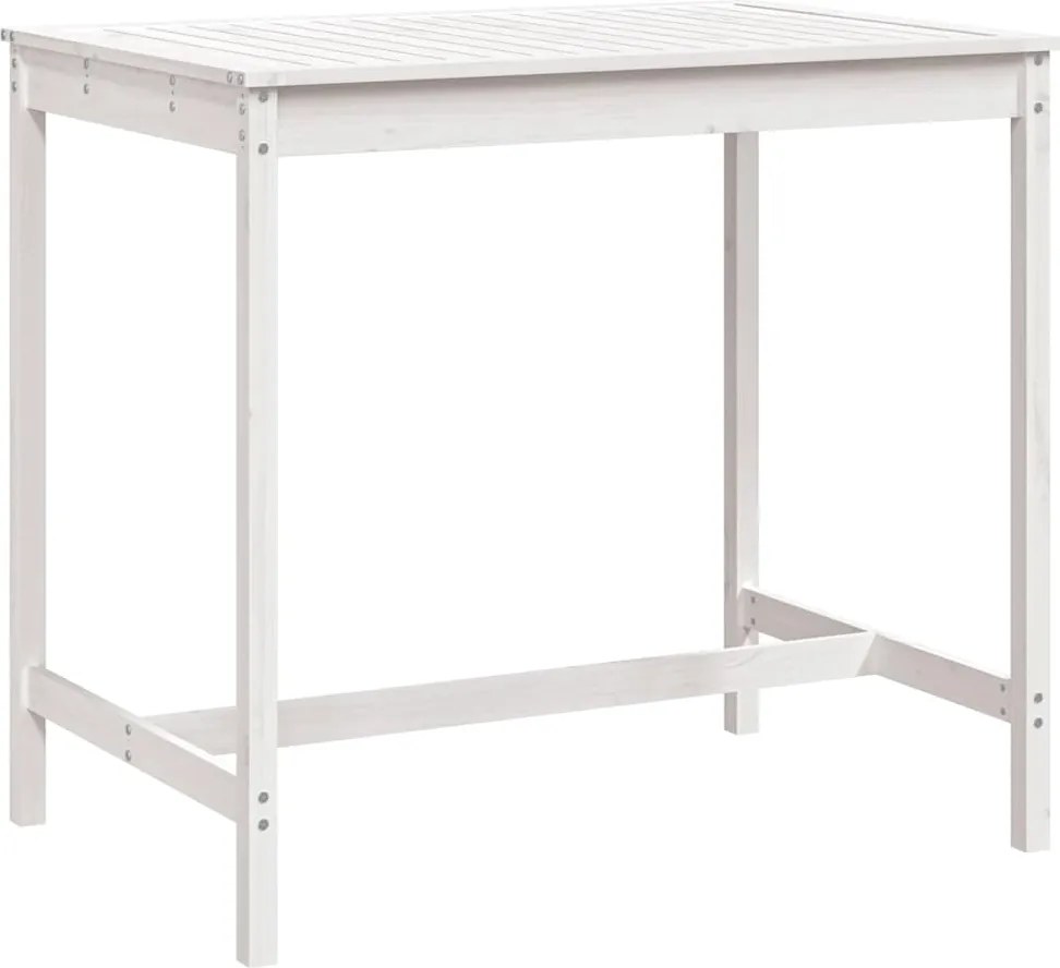 vidaXL Măsuță de grădină, alb, 121x82,5x110 cm, lemn masiv de pin