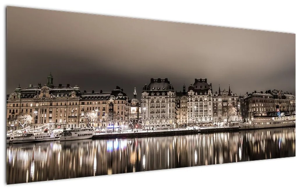 Tablou cu orașul în amurg (120x50 cm)