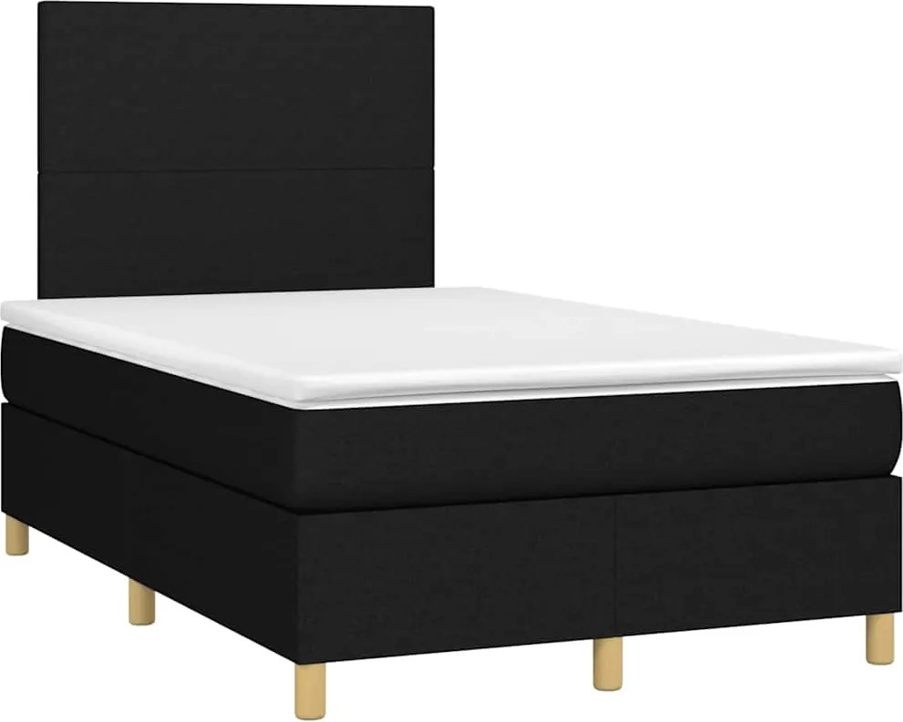 vidaXL Pat box spring cu saltea, negru, 120x190 cm, catifea