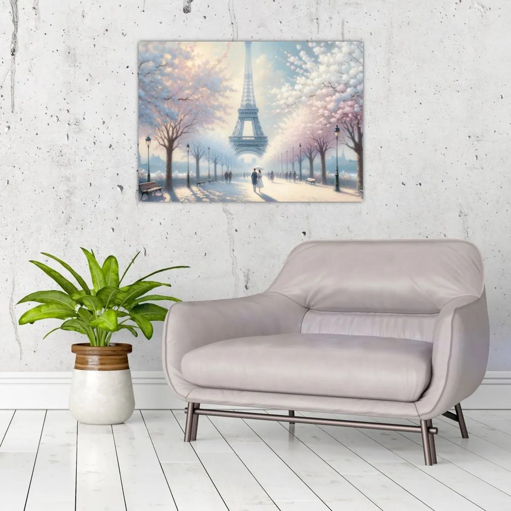 Tablou pe sticlă - Pictură din Paris (70x50 cm)