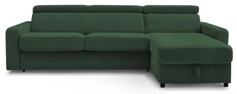 Colțar verde închis extensibil cu tapițerie din catifea reiată (cu colț variabil) Monaco – Bobochic Paris