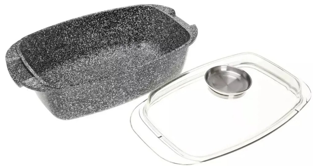 Tava de copt cu capac 4,5L Klausberg KB7365, antiaderenta, invelis marmorat