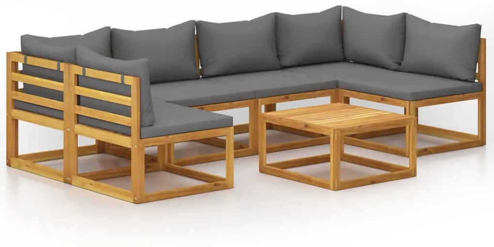 3057622 vidaXL Set mobilier grădină cu perne, 7 piese, lemn masiv de acacia