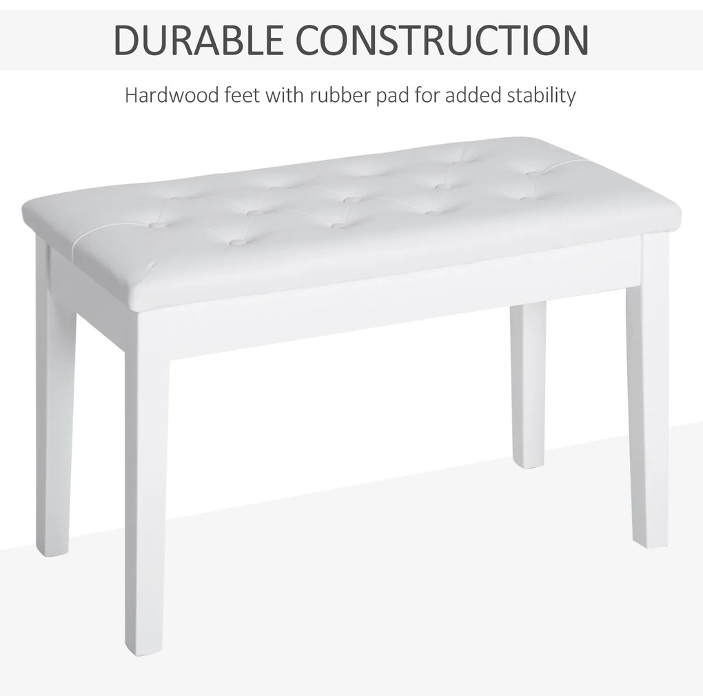 HomCom scaun pian, cu spatiu depozitare, 76x36x50cm, alb | AOSOM RO