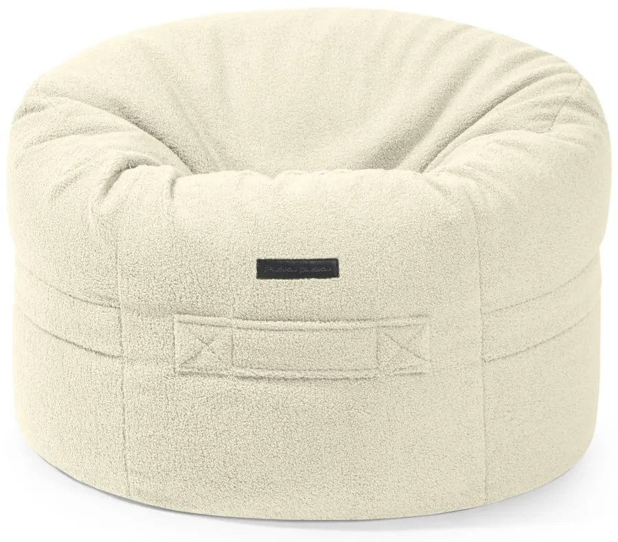 Fotoliu puf pentru copii crem cu tapițerie din țesătură bouclé Roll 80 – SLOWDOWN