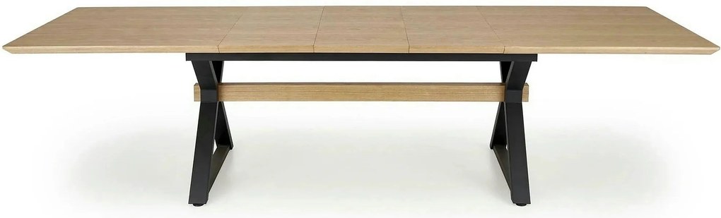 Masa extensibila HENRY, stejar/negru, furnir/metal, 180/300x100x75 cm