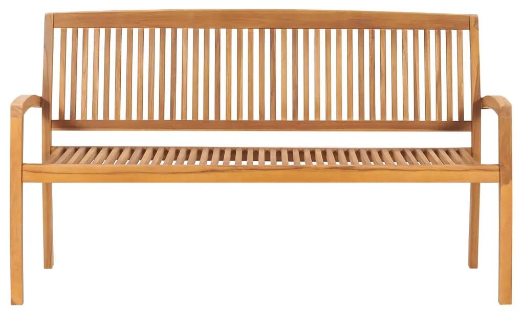 Banca de gradina stivuibila cu perna, 159 cm, lemn masiv tec Bej, 150 cm, 1, 1