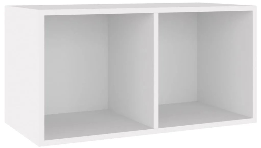 800117 vidaXL Cutie de depozitare viniluri, alb, 71x34x36 cm, lemn compozit