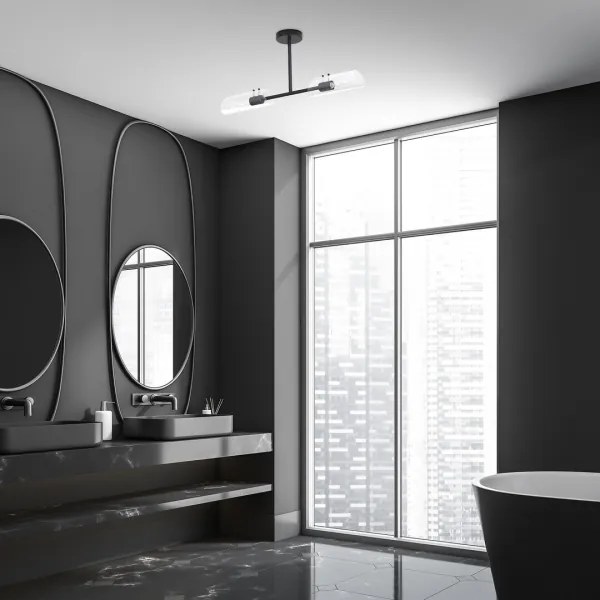 Lustră pe tijă pentru baie Rabalux 75028 TEODORO 2xE14/12W/230V IP44 negru