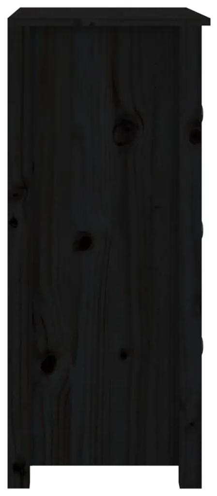 Servanta, negru, 70x35x80 cm, lemn masiv de pin 1, Negru, Servanta cu 3 sertare