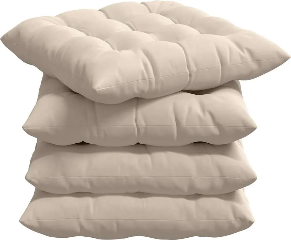 vidaXL Perne de Șezut 4 pcs Bej 40 x 40 x 6 cm Microfibră