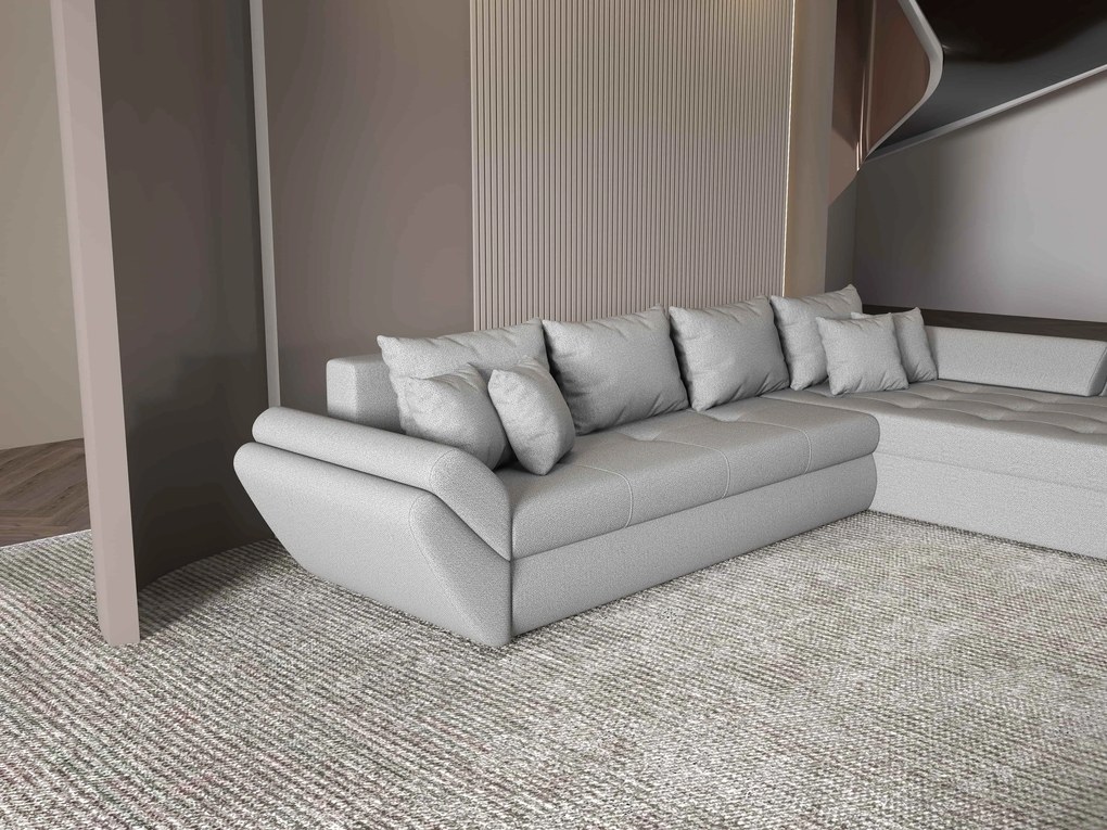 Colțar extensibil dumonde cu ladă de depozitare si sezut confortabil din spuma high-density, Loana XL Enjoy Gri II 335x185 cm