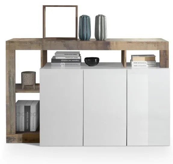 Comodă LENOR albă/maro