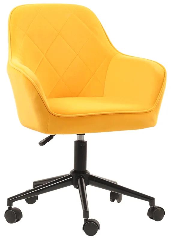 Scaun de birou, ţesătură de catifea galben / negru, SORILA