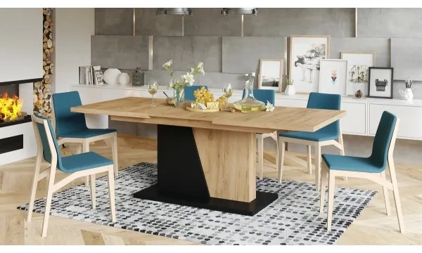 Masă de dining extensibilă NINO stejar craft/negru