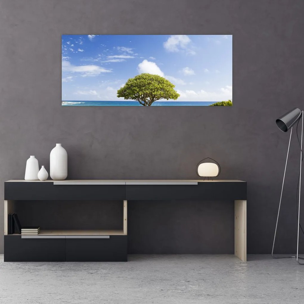 Tablou plaja cu copac (120x50 cm)
