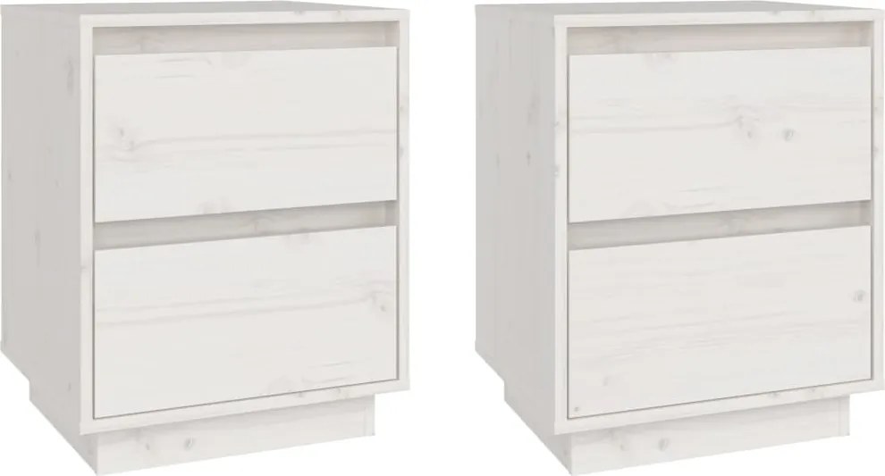 vidaXL Noptiere, 2 buc., alb, 40x35x50 cm, lemn masiv de pin