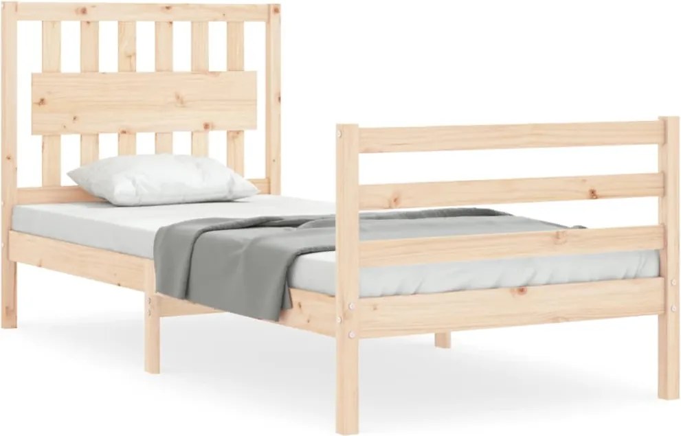 vidaXL Cadru de pat cu tăblie, 90x200 cm, lemn masiv