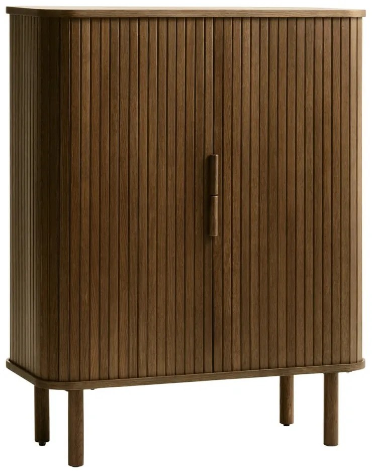 Dulap maro cu aspect de lemn de stejar cu ușă glisantă 113x90 cm Cavo – Unique Furniture