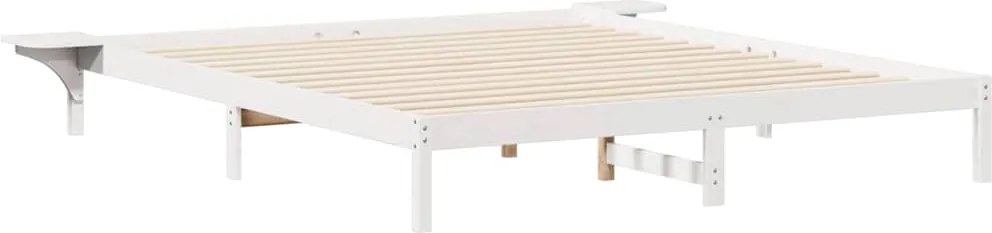 vidaXL Cadru de pat cu mese laterale Alb 200 x 220 cm