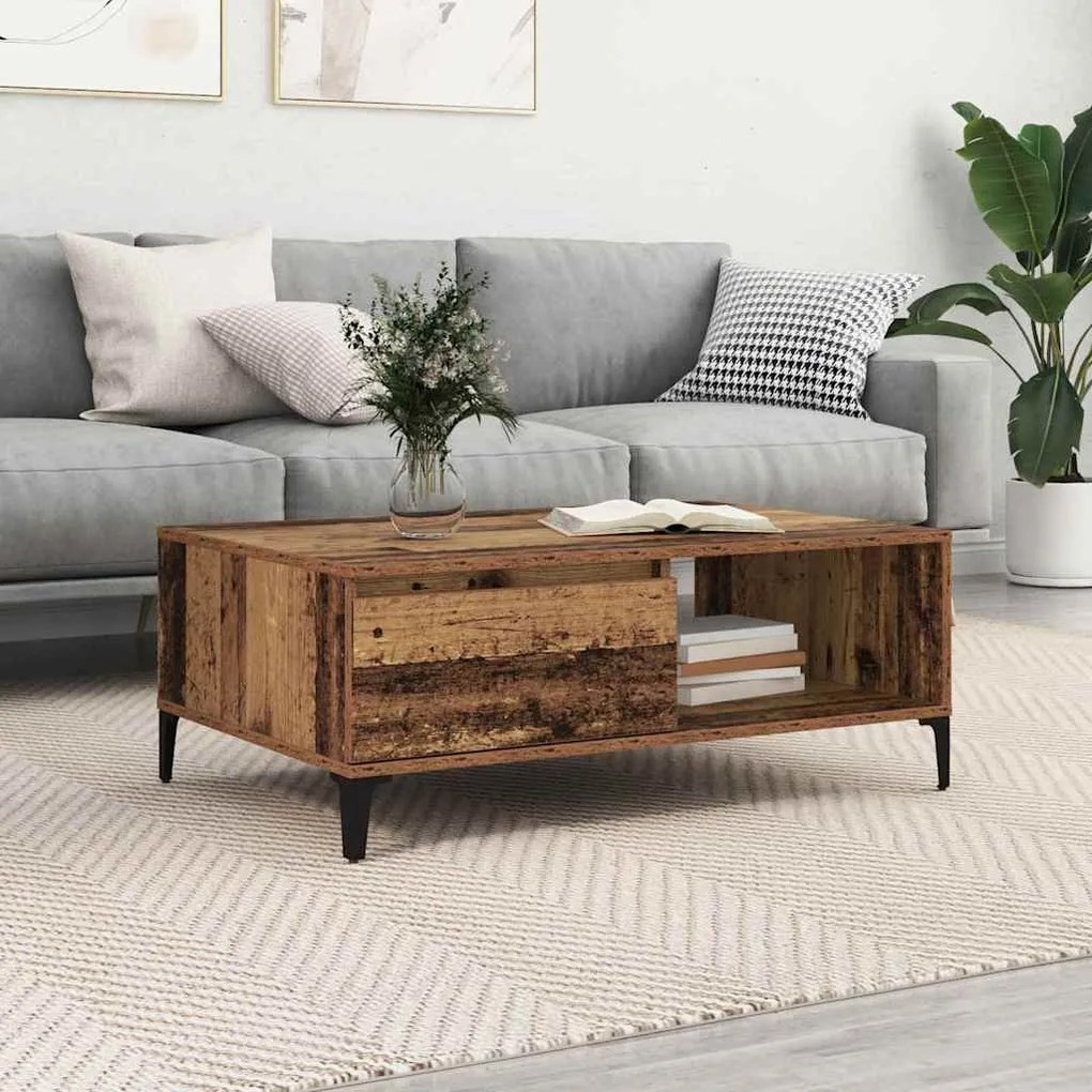 vidaXL Masă de cafea cu raft Lemn vechi 90 x 60 x 35 cm Lemn compozit