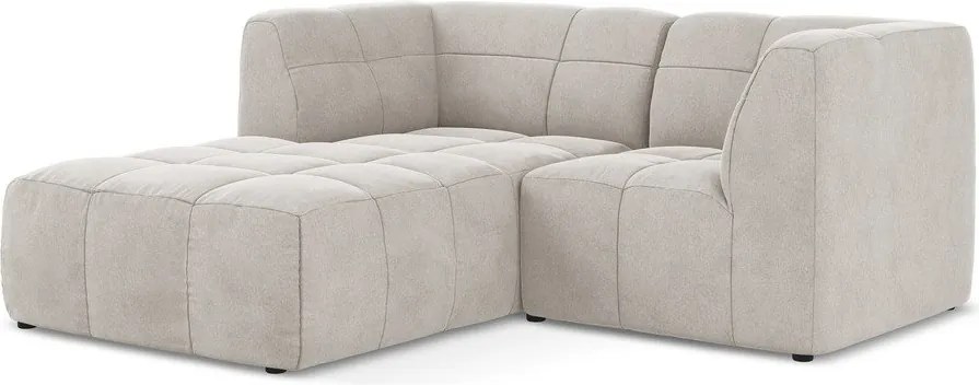 Colțar bej cu tapițerie din catifea (cu colț pe partea stângă/cu șezlong) Aloha – Makamii