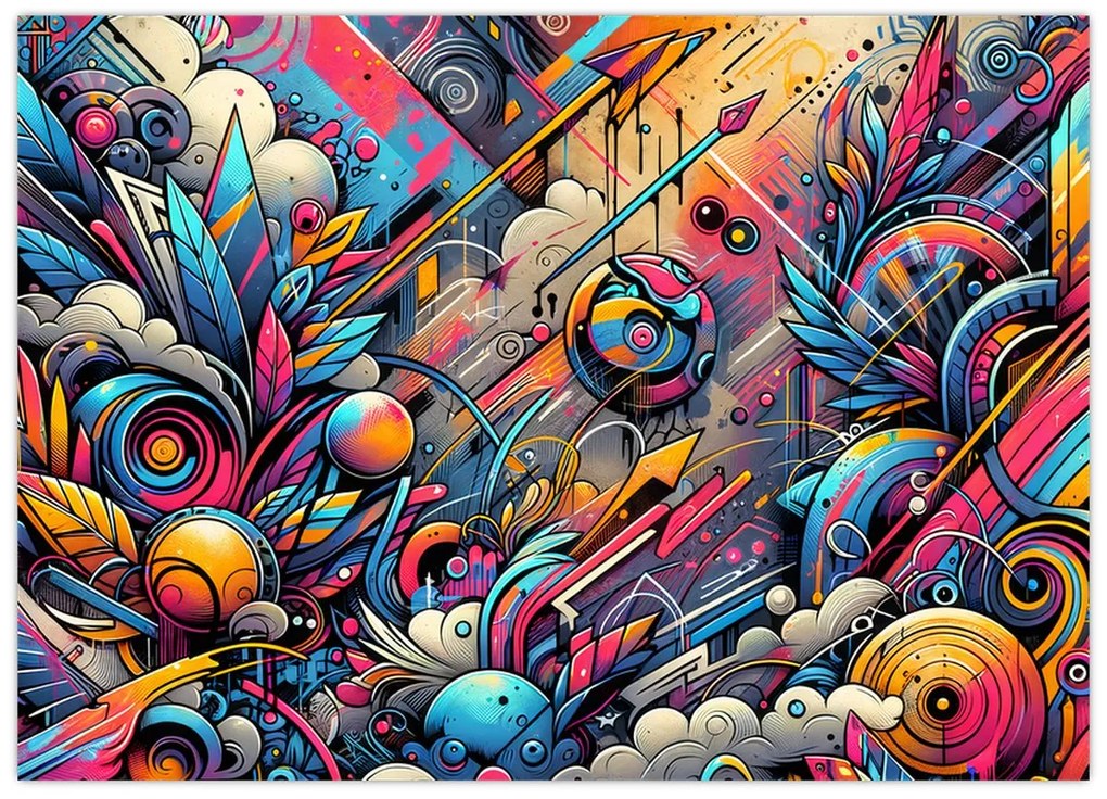 Tablou pe sticlă - Graffiti multicolor (70x50 cm)