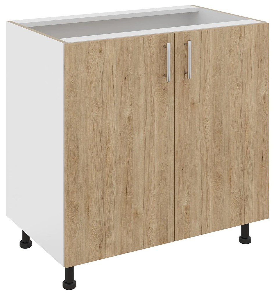 Corp Baza Karo, 2 Usi, Lemn Natural/Alb, 80 x 50 x 80 cm