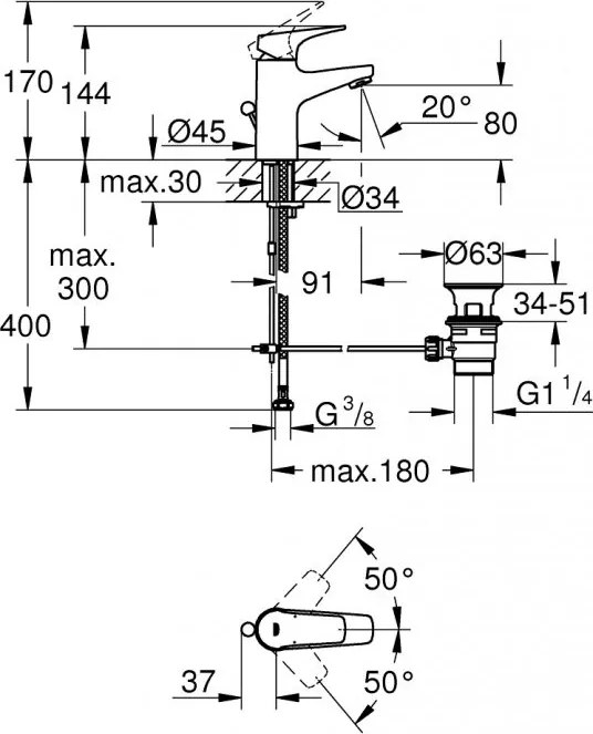 Pachet baterii baie 3 in 1 Grohe Bauflow S (23751000,23756000, 27853003 ).