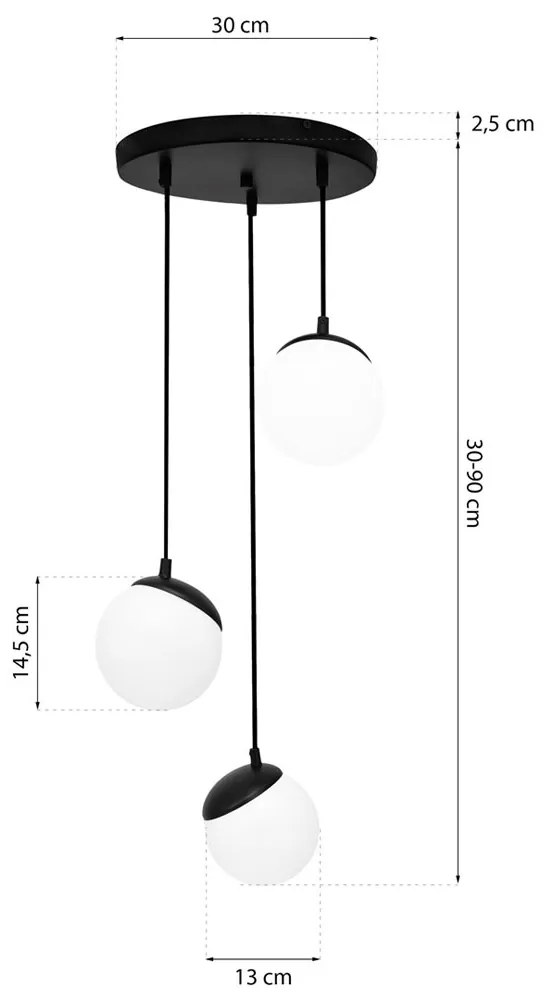 Suspensie SFERA BLACK Milagro Modern, E14, Negru, MLP8868, Polonia