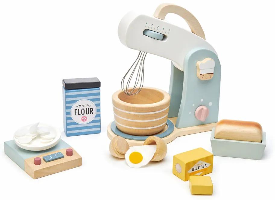 Robot de bucătărie, din lemn premium Mini Chef Home baking - 27 piese, cântar și accesorii - Tender Leaf Toys