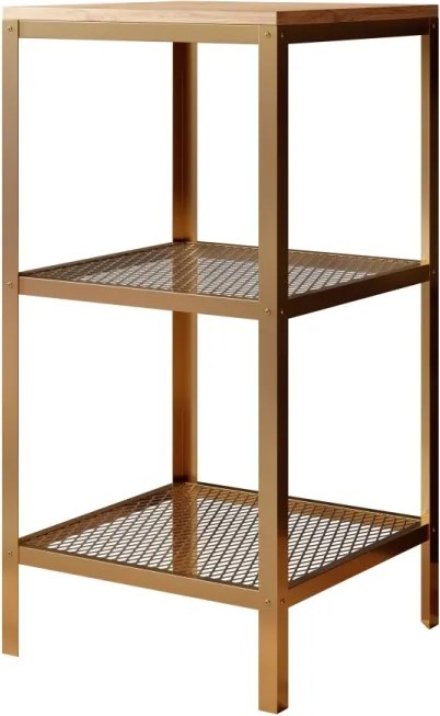 Raft metalic pentru carti, 40x80x40 cm, Rolin 1, ADRK Furniture (Culoare: Auriu / Gri beton)