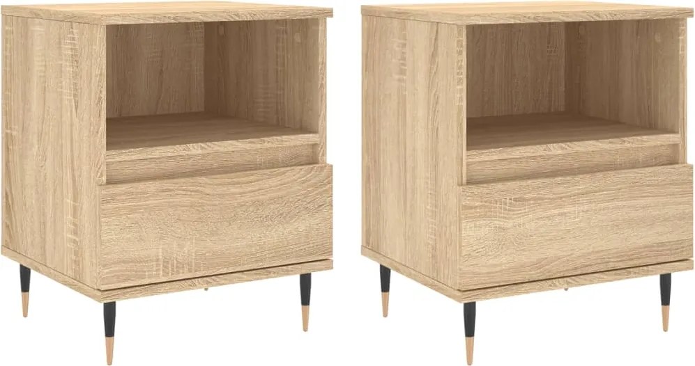 vidaXL Noptiere, 2 buc., stejar sonoma, 40x35x50 cm, lemn compozit