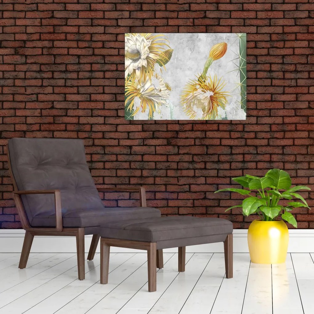 Tablou - Cactuși înfloriți, vintage (70x50 cm)