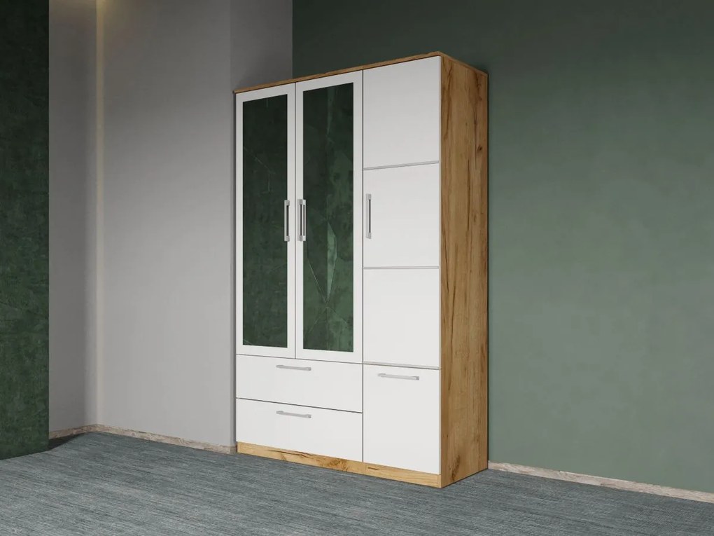 Set mobila dormitor 4 piese Alb/Stejar Adapto C04